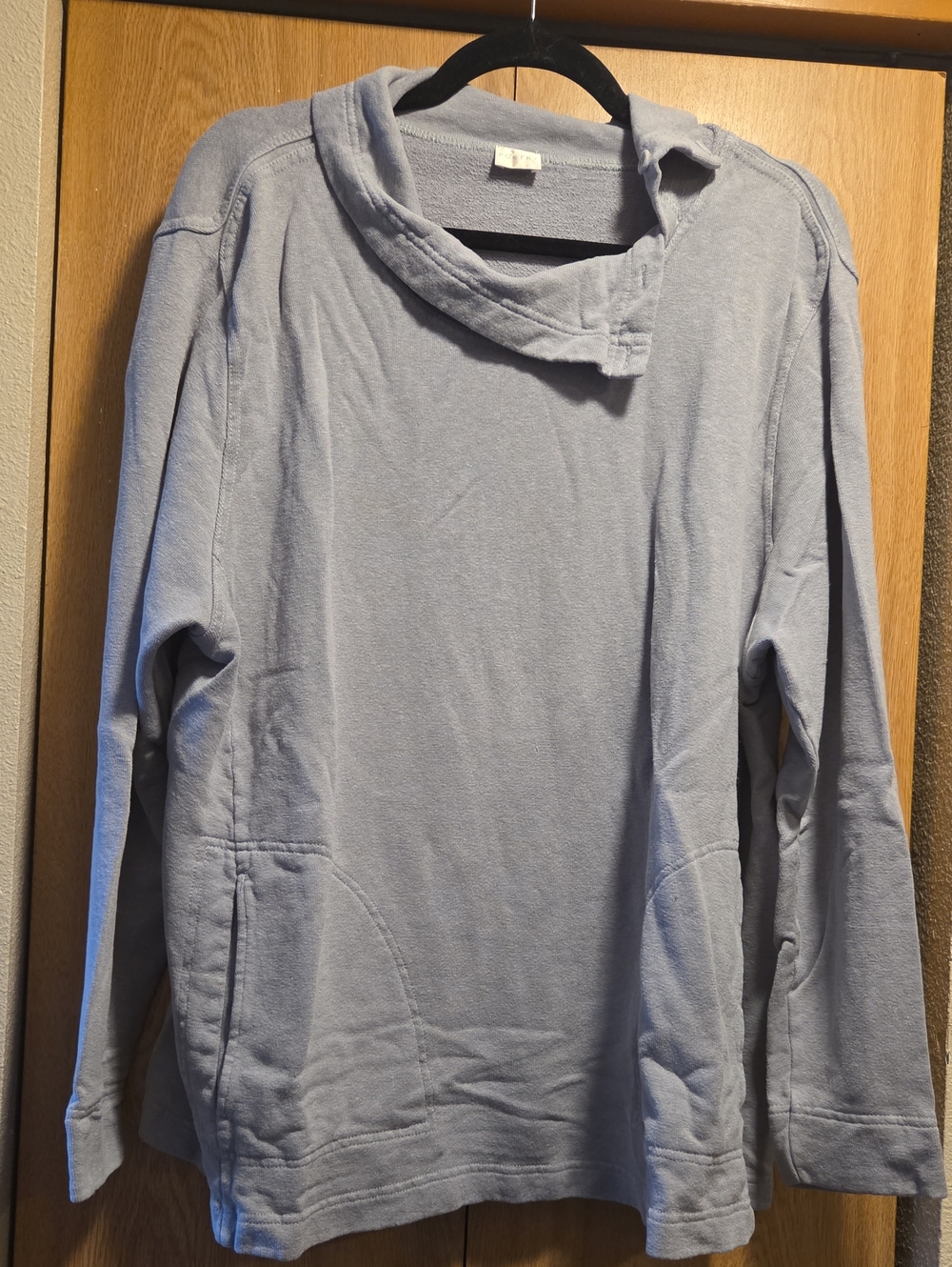 Poetry Hemp And Organic Cotton Gray Asymmetrical Cowl Neck Sweatshirt US 16